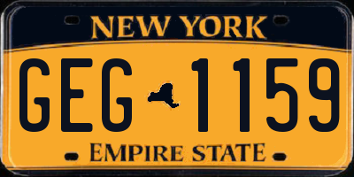 NY license plate GEG1159