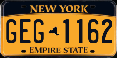 NY license plate GEG1162