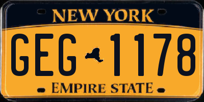 NY license plate GEG1178