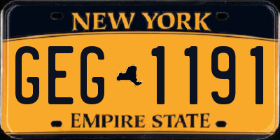 NY license plate GEG1191