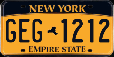 NY license plate GEG1212