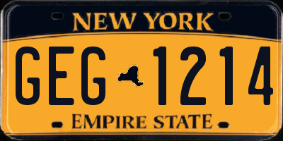 NY license plate GEG1214
