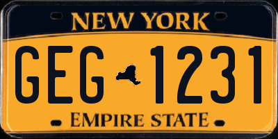 NY license plate GEG1231