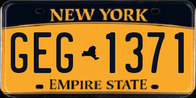 NY license plate GEG1371