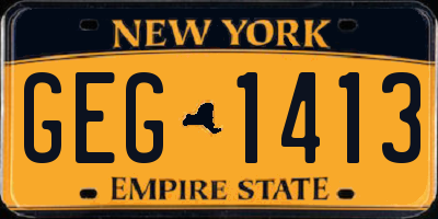 NY license plate GEG1413