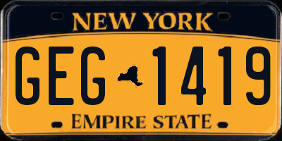 NY license plate GEG1419