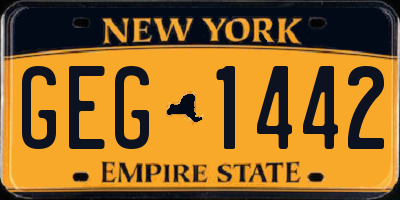 NY license plate GEG1442