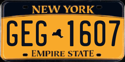 NY license plate GEG1607