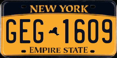 NY license plate GEG1609
