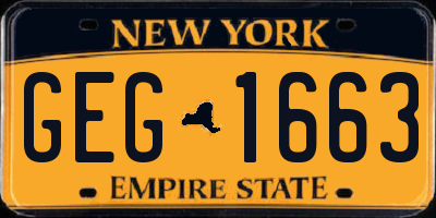 NY license plate GEG1663
