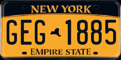 NY license plate GEG1885