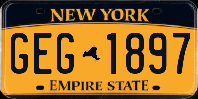 NY license plate GEG1897