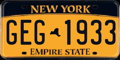 NY license plate GEG1933