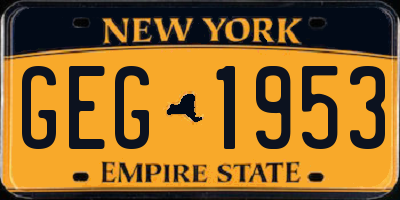 NY license plate GEG1953