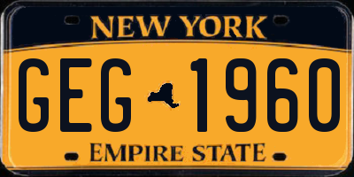 NY license plate GEG1960