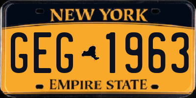 NY license plate GEG1963