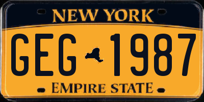 NY license plate GEG1987