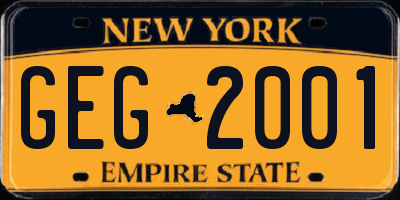 NY license plate GEG2001