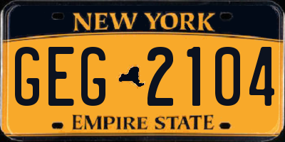 NY license plate GEG2104