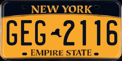 NY license plate GEG2116