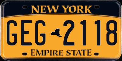 NY license plate GEG2118