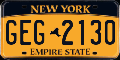 NY license plate GEG2130