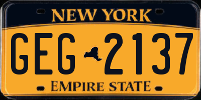 NY license plate GEG2137