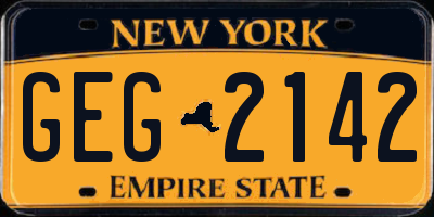NY license plate GEG2142