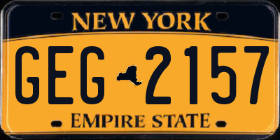 NY license plate GEG2157