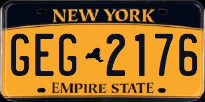 NY license plate GEG2176