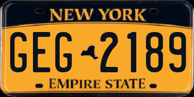 NY license plate GEG2189