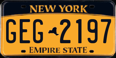 NY license plate GEG2197