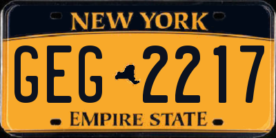 NY license plate GEG2217