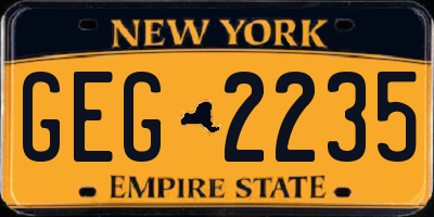 NY license plate GEG2235
