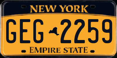 NY license plate GEG2259