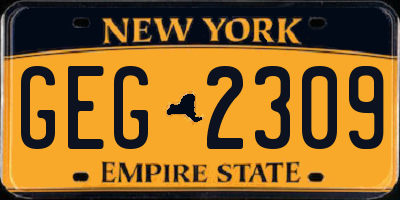 NY license plate GEG2309