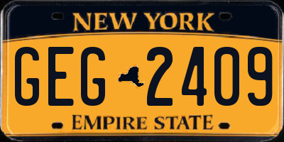 NY license plate GEG2409