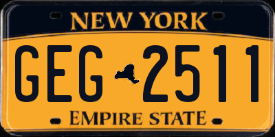 NY license plate GEG2511