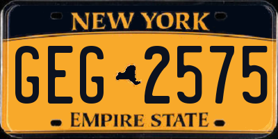 NY license plate GEG2575
