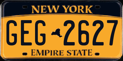 NY license plate GEG2627
