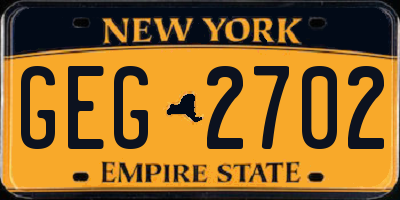NY license plate GEG2702