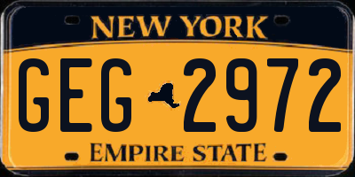 NY license plate GEG2972
