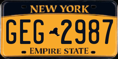 NY license plate GEG2987