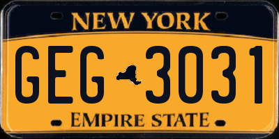 NY license plate GEG3031