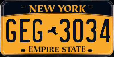 NY license plate GEG3034
