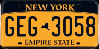 NY license plate GEG3058