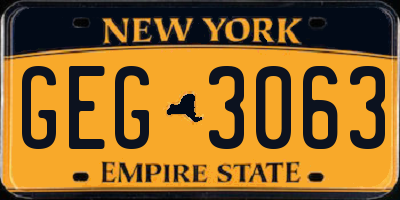 NY license plate GEG3063