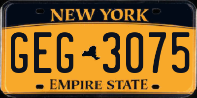 NY license plate GEG3075