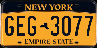 NY license plate GEG3077