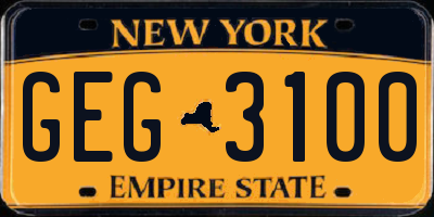 NY license plate GEG3100